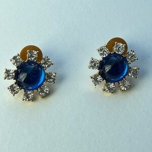 Monet Blue and Gold Crystal Earrings